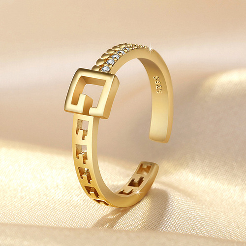 Light luxury G letter open ring female niche design ins trend cold style fashion personalized index finger ring gold-plated ring