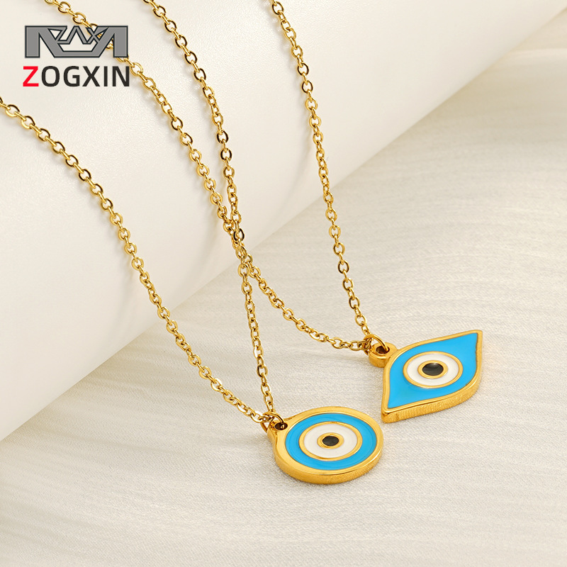 Novo colar do diabo em aço inoxidável com pingente turco e corrente para clavícula com mau-olhado para mulheres_voghion.com