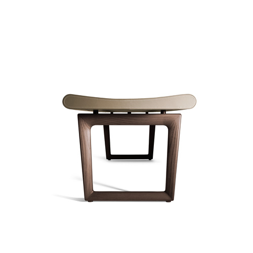 Light Luxury Black Walnut Saddle Leather Solid Wood Bed End Stool | Modern Minimalist Log Bedside Bench | Long Bench for Bedroom and Shoe Changing