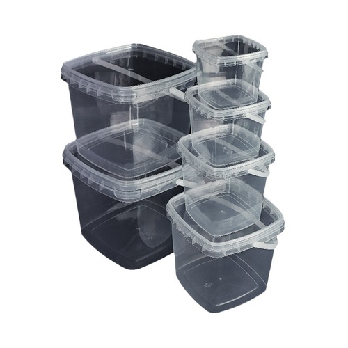 透明塑料可手提方形桶不漏水密封pp桶冻干食品儿童玩具积木收纳桶
