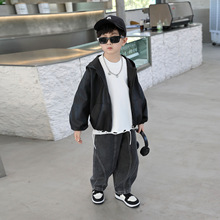 男童皮衣外套春秋款2025新款儿童秋装上衣宝宝皮夹克秋季衣服童装