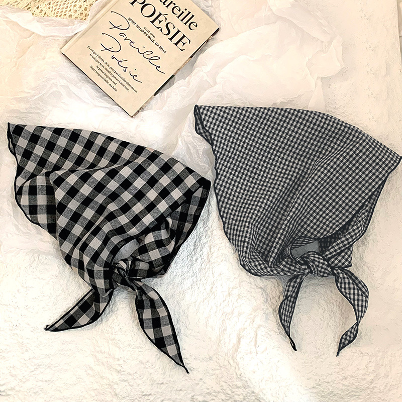 Pañuelo de seda de alta gama nuevo todo-fósforo retro a cuadros diadema cinturón para el cabello atado bufanda decorativa multiusos bufanda triangular cintura