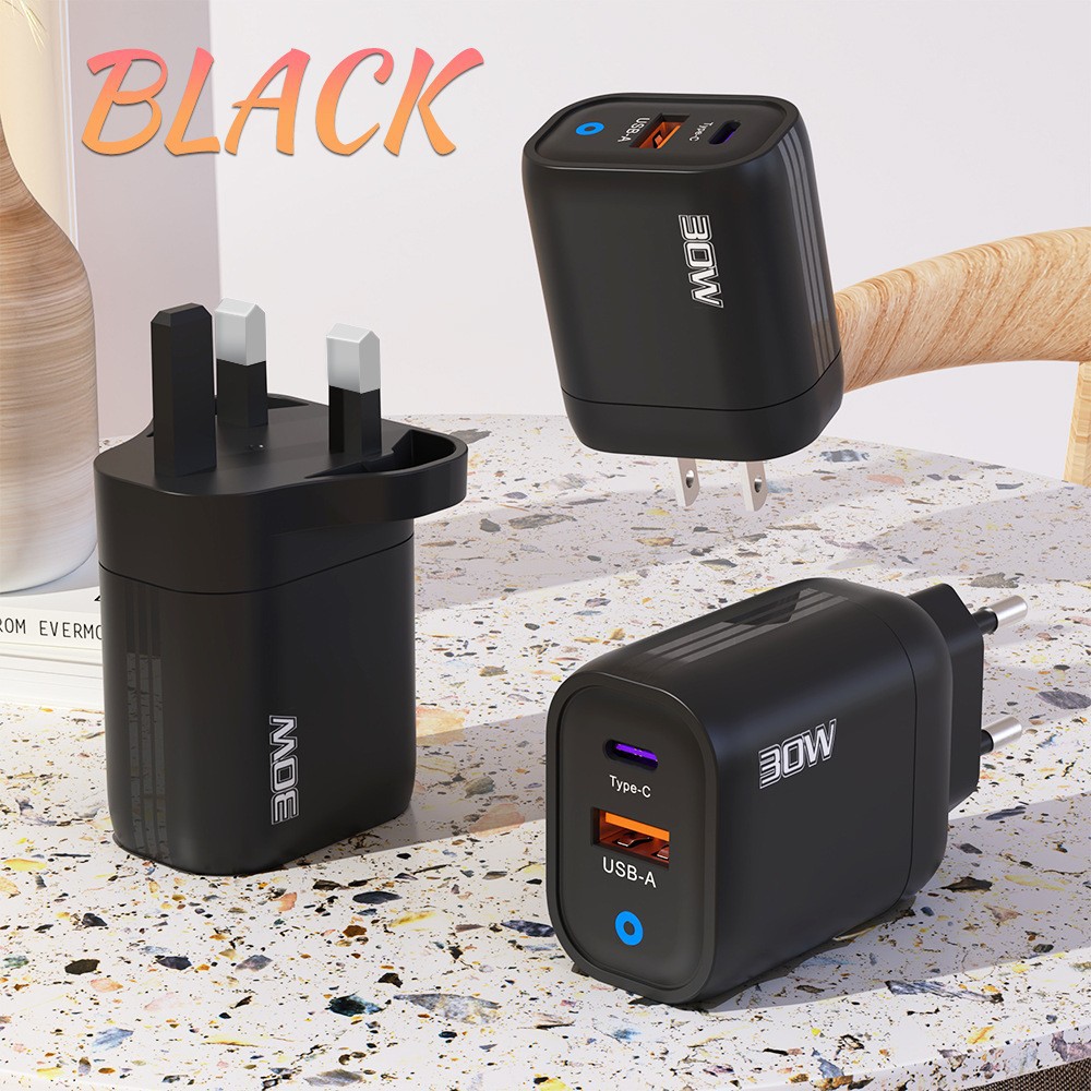 Cargador PD de teléfono móvil de 30W tipo-c + USB protocolo completo de carga súper rápida para Apple Huawei Android
