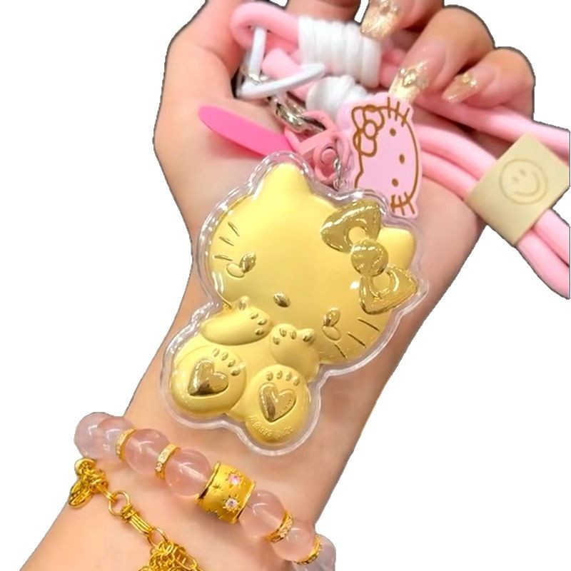 純金 999KT 猫キーホルダーかわいい漫画ハローキティバッグペンダントペンダントお土産子供のギフト|undefined