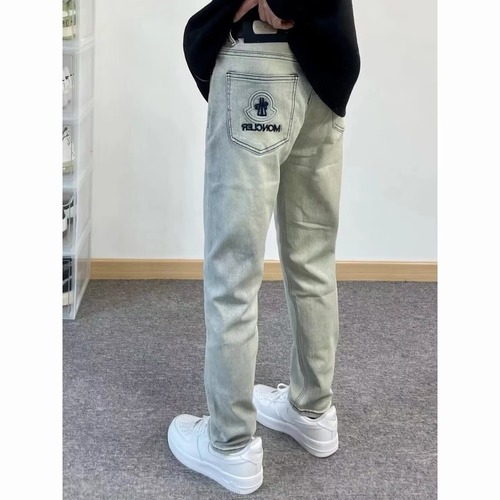 Selected Quality Jeans with Hole Trend, Instagram High Street Men's Fashion, Personal Style Trendy Bumming Pants, Slim Fit, Nine-Foot Pants