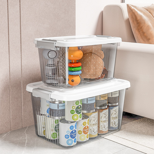 Transparent plastic storage box household extra large clothing storage box thickened debris storage box desktop storage box