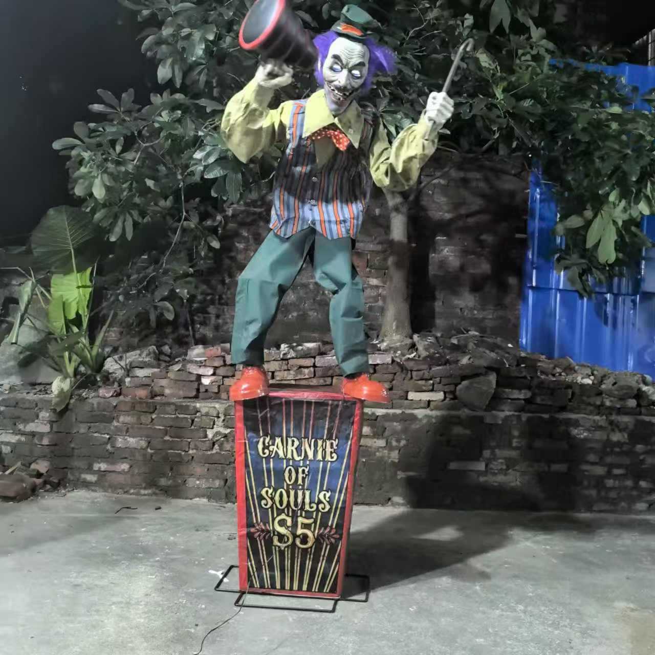 Nuevo diseño de escena de casa embrujada, caja luminosa eléctrica, accesorios de payaso, accesorios de terror de Halloween, adornos de fantasmas al por mayor