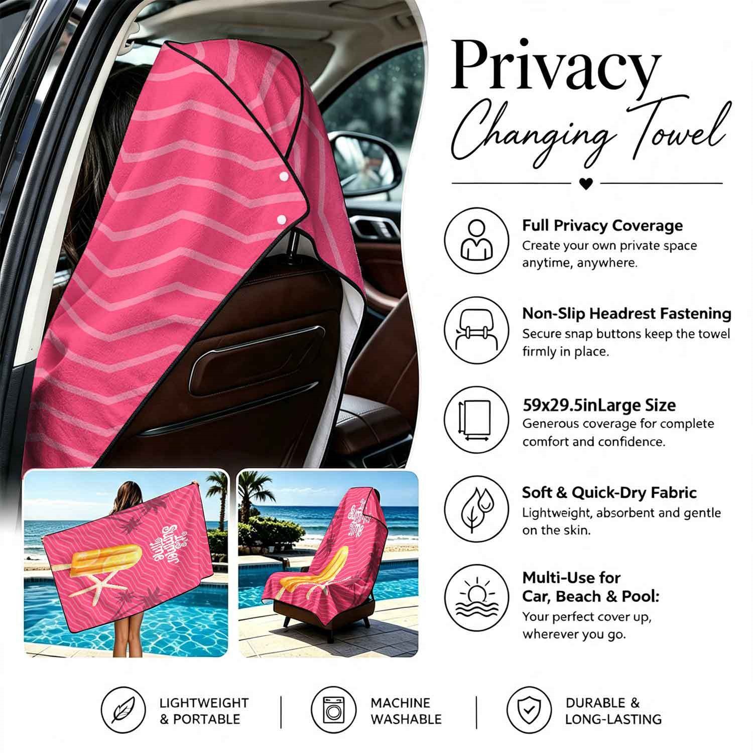 Summer bath towel and car seat cover 2-in-1, ultra-fine fiber outdoor beach and car dual-use universal seat cushion