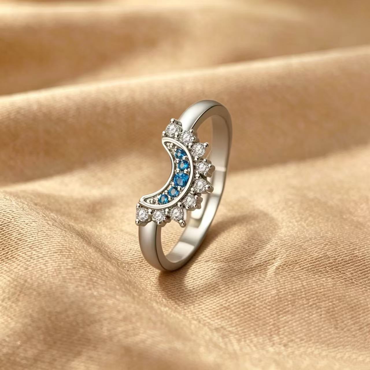 European and American Cross-Border Sun and Moon Couple Rings, Non-Fading, Fashionable and Trendy Design, Adjustable Open Ring, High-End Versatile Ring