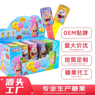 Q丝糖定制趣味头发丝推推糖果玩具儿童创意休闲零食厂家贴牌定制