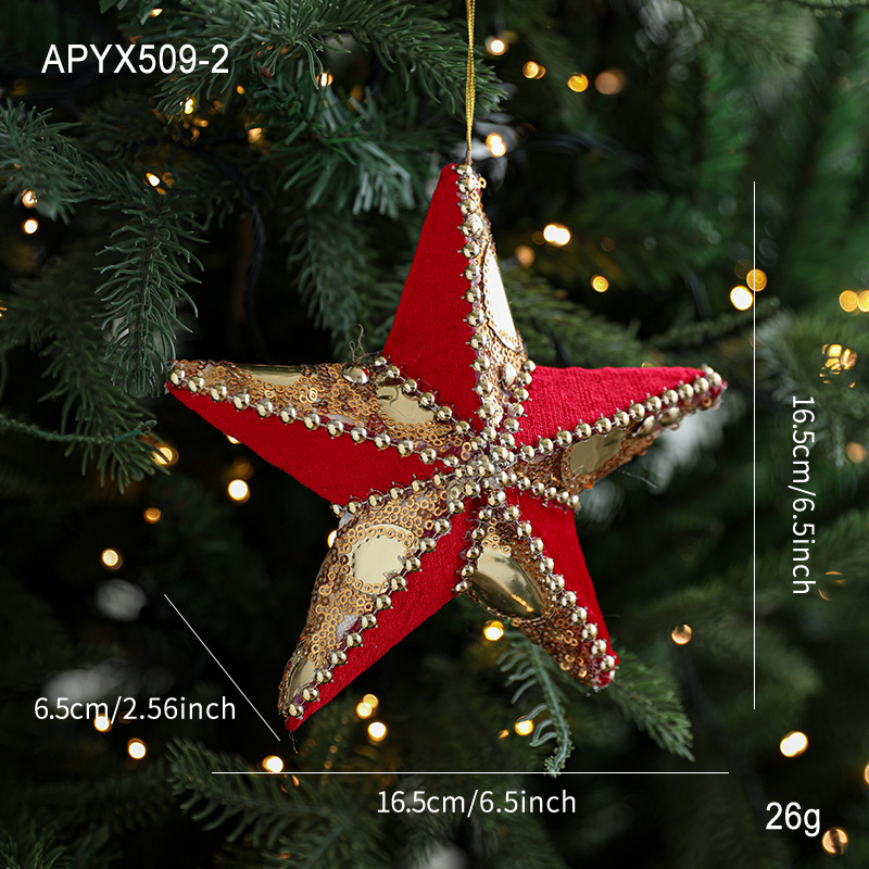Espuma roja transfronteriza adornos navideños colgantes de árbol de Navidad dorados esquinillas de alta calidad tela de perla decoración de atmósfera
