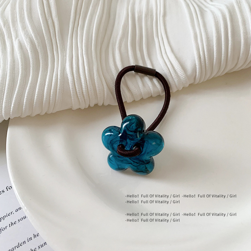 Blue texture flower hair rope