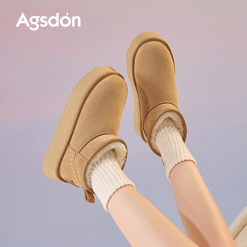 Botas de nieve de fondo grueso para mujeres 2025 nuevo otoño y invierno más terciopelo grueso botas de algodón casuales
