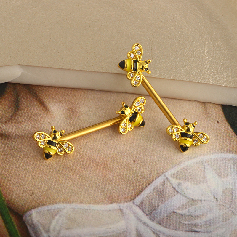 Bee Nipple Nail Ring Stainless Steel Nipple Ring Piercing Jewelry Chest Ornament detail image 9