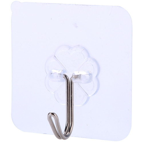 Transparent seamless hook, kitchen and bathroom transparent sticky hook, punch-free multifunctional towel hook, transparent hook