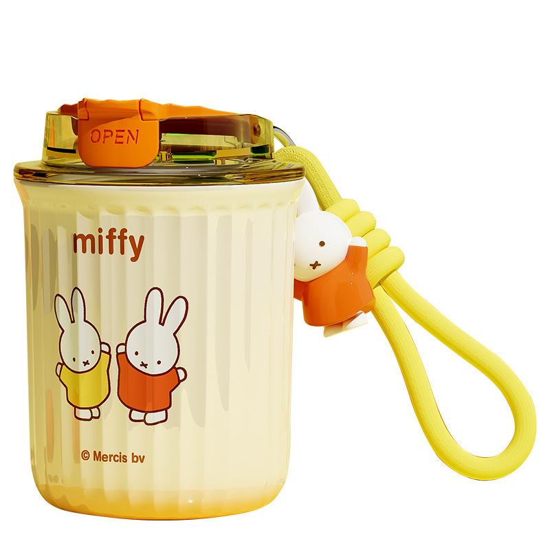 ミッフィーステンレス保温カップ高颜値コーヒーカップ陶磁器ダブル飲料カップ携帯アニメストローカップ卸売り|undefined