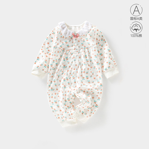 Baby Bodysuit for Spring and Autumn, Unisex Baby Spring Outfit, Category A Newborn Clothes, Cotton Long-Sleeve Top