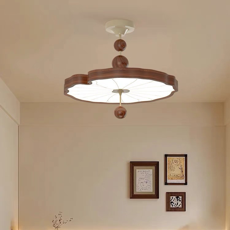 Dormitorio francés, estética retro de la dinastía Song, iluminación de la habitación, atmósfera antigua, estudio de madera maciza, lámpara de comedor, candelabro de hoja de loto