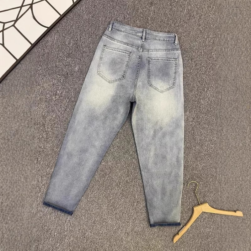 Spring And Autumn New Elastic Trendy Brand Straight Jeans Men's Slim Fit Versatile Casual Ankle-Length Pants_mkmklike.com