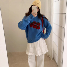 十三行2025新款韩版宽松显瘦百搭圆领长袖针织衫毛衣上衣女装潮