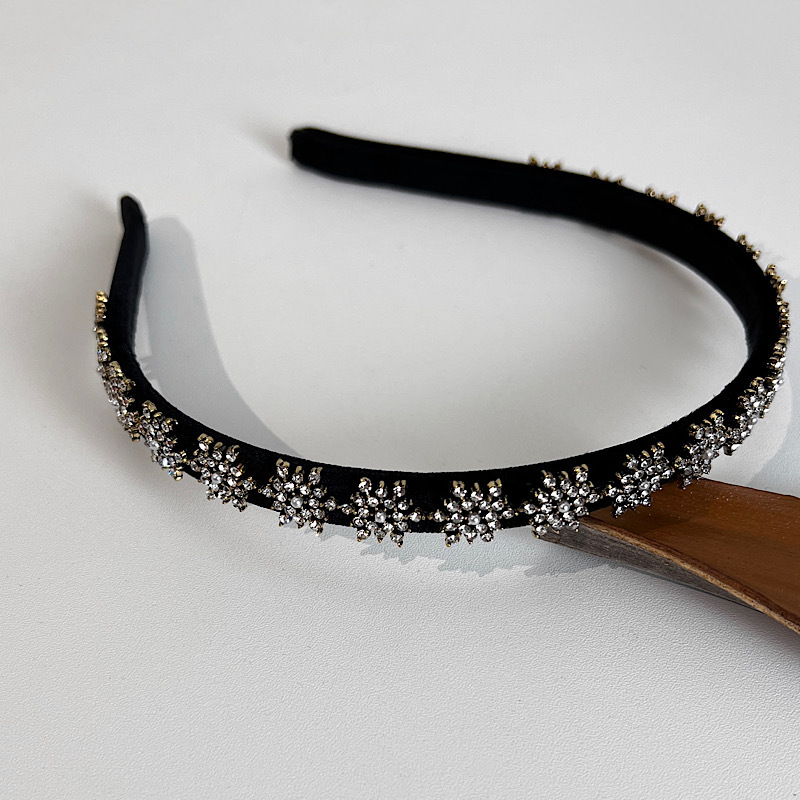 Accessoires pour cheveux en velours noir coren flocon de neige plein de diamants bandeau simplepicture4