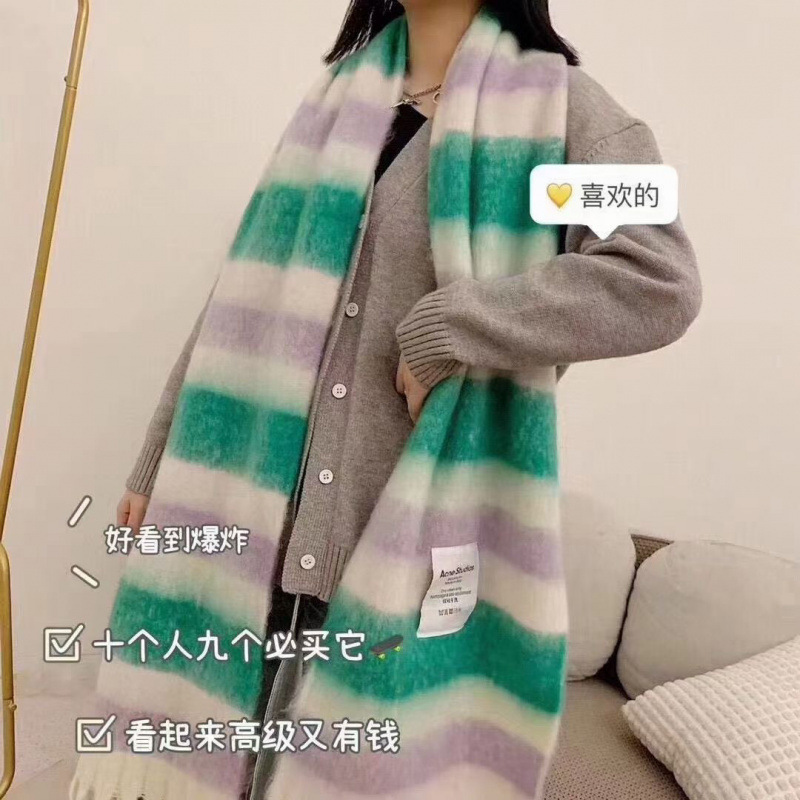 秋冬新款加厚保暖彩虹色格子围巾欧美圈圈纱粗流苏拼色披肩|undefined