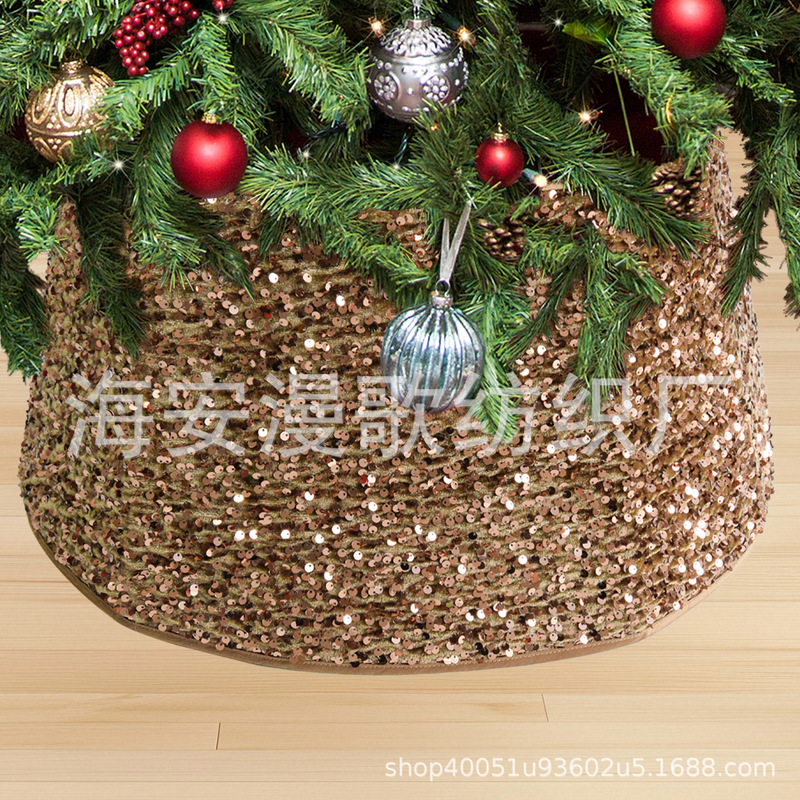Blingbling Tree Skirt Foldableing Stereo Sequin Christmas Tree Skirt Tree Bottom Decoration Tree Collar Factory