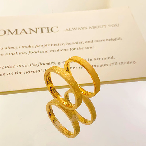 Ancient Craft Heritage Sandblasted Titanium Steel Non-Fading Ring for Men and Women, Simple Classic Plain Band Ring, New Chinese Style Couple's Ring