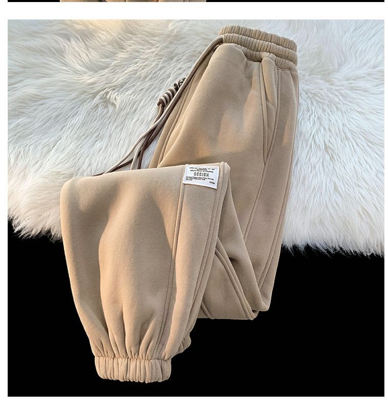 Pantalones de mm gordos para mujer 2023 más terciopelo grueso, pies sueltos, cintura elástica, deportes, pantalones harem casuales delgados, talla grande image 9