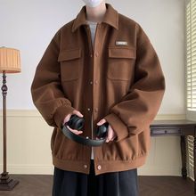 oversize毛呢外套男生春秋西装外套冬季夹克高级感潮牌翻领上衣服