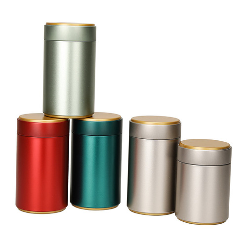 Tinplate tea can Jin Junmei round sealed 125g tea can solid color tea box with printed logo