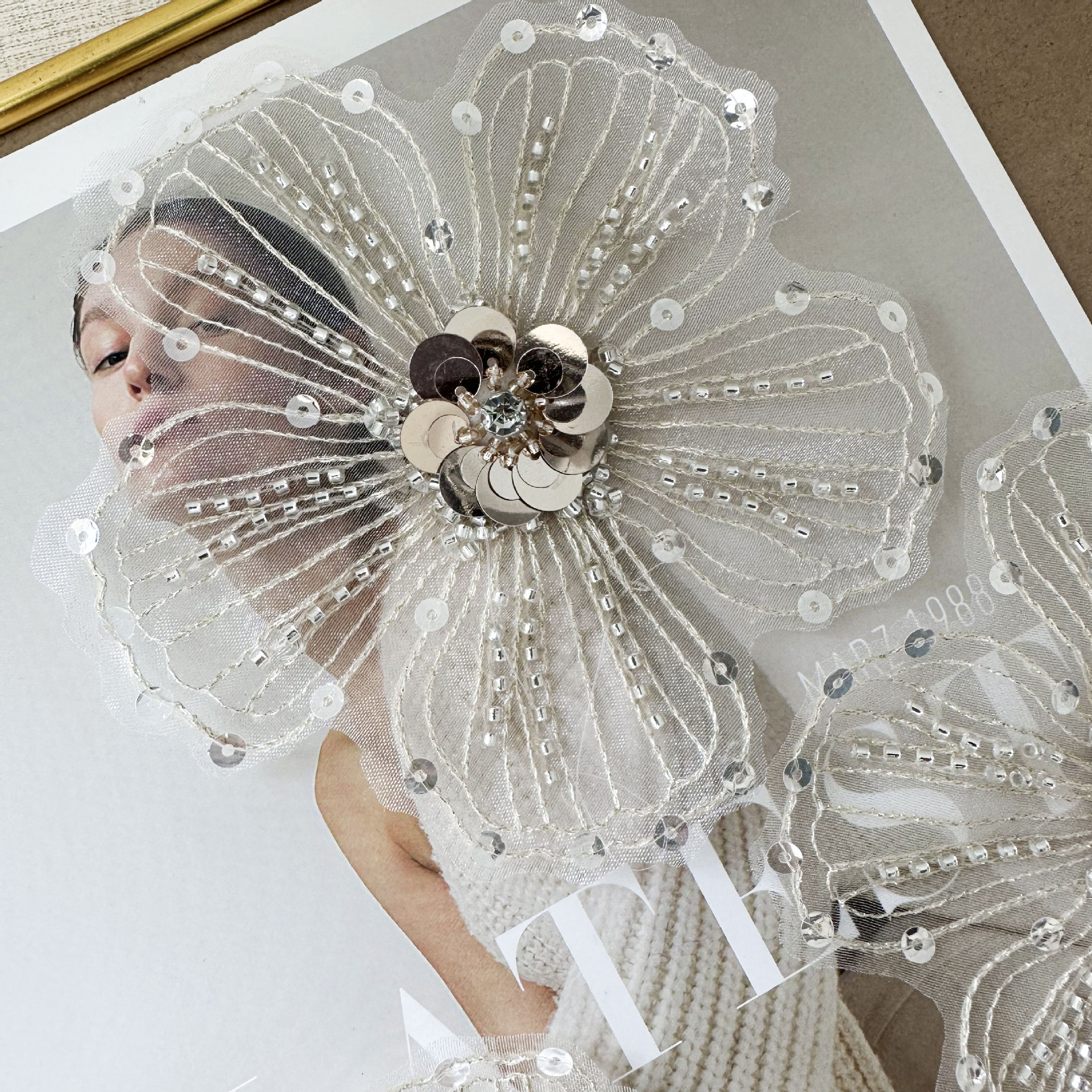 Apliques de Organza Bordados con Lentejuelas y Cuentas, Parche de Tela con Flores, Corsage, Accesorios para Vestidos de Novia y Ropa DIY image 7