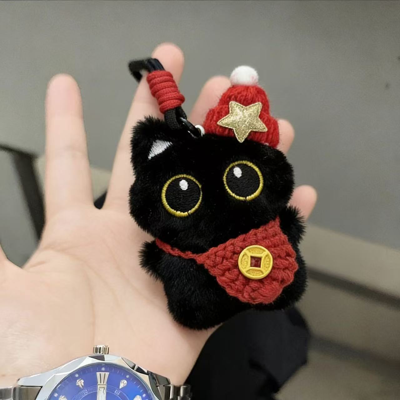 Nuevo gatito colgante de Año Nuevo para atraer dinero billetera gato lindo muñeca de peluche llavero muñeca regalo pareja