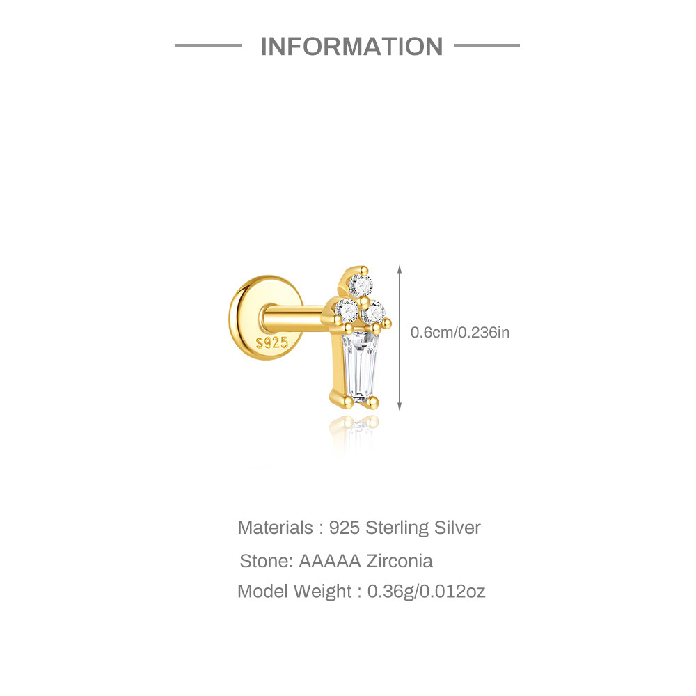 2g Weight Zircon Inlay Material Ear Studs Classification Ear Cartilage Rings & Studs Piercing Type 1 Piece Quantity Holiday, Daily Occasion 925 Sterling Silver Material Geometric Pattern All Seasons Season Unisex Gender Elegant, Simple Style Style 1 Piece Ear Cartilage Rings & Studs Elegant Simple Style Geometric 925 Sterling Silver Zircon Ear Cartilage Rings & Studs 7