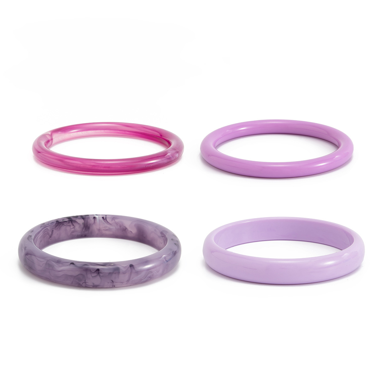 European and American Cross-border Fashion Color Gradient Resin Stacking Bracelets Vintage INS Style Arc-shaped Polished Closed Bangle Bracelets