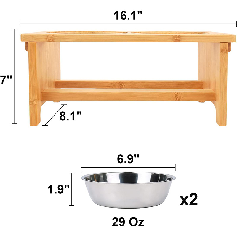 bambú para mascotas, perros y gatos, rack de madera antideslizante para mascotas, mesa de alimentación de agua potable para perros y gatos, rack de platos para perros y gatos