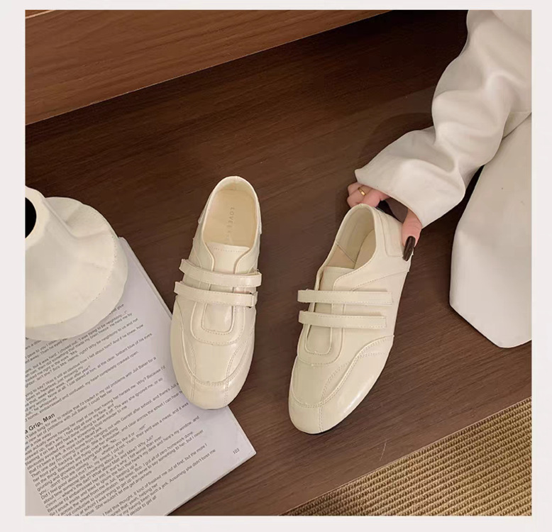 Vintage Velcro cabeza redonda zapato plano para mujeres primavera 2026 nuevo estilo casual de moda versátil zapatos Lefour para mujeres