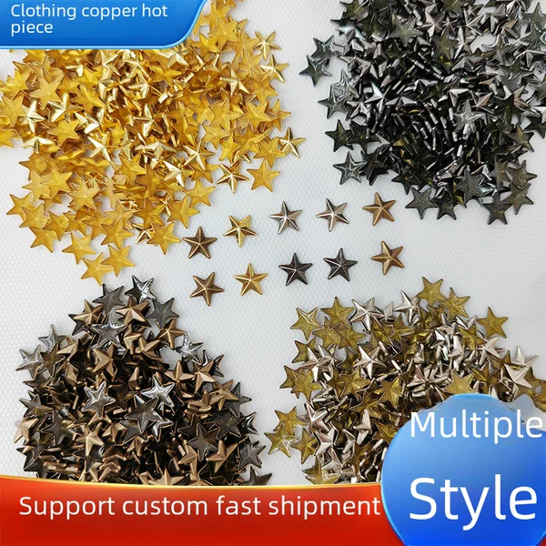 Garment Accessories Metal Shape Copper Pieces Metal Rivets Five-pointed Star Garment Accessories Rivets Golden Copper Pieces