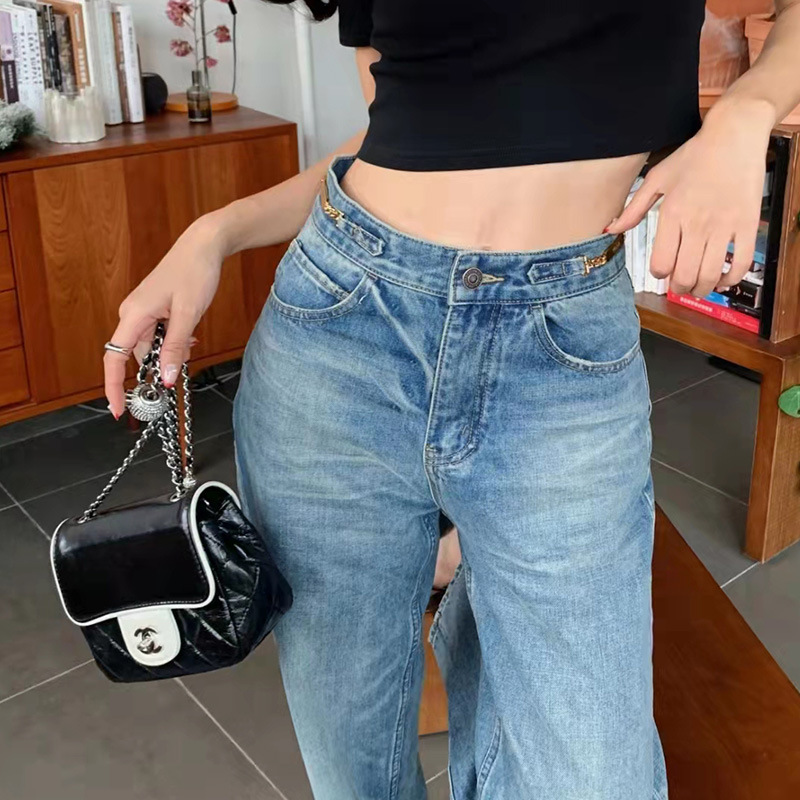 재고 높은 허리 느슨한 청바지 여성 스트레이트 팬츠 새로운 빈티지 세척 CE 청바지 조수 브랜드 넓은 다리 바지 도매