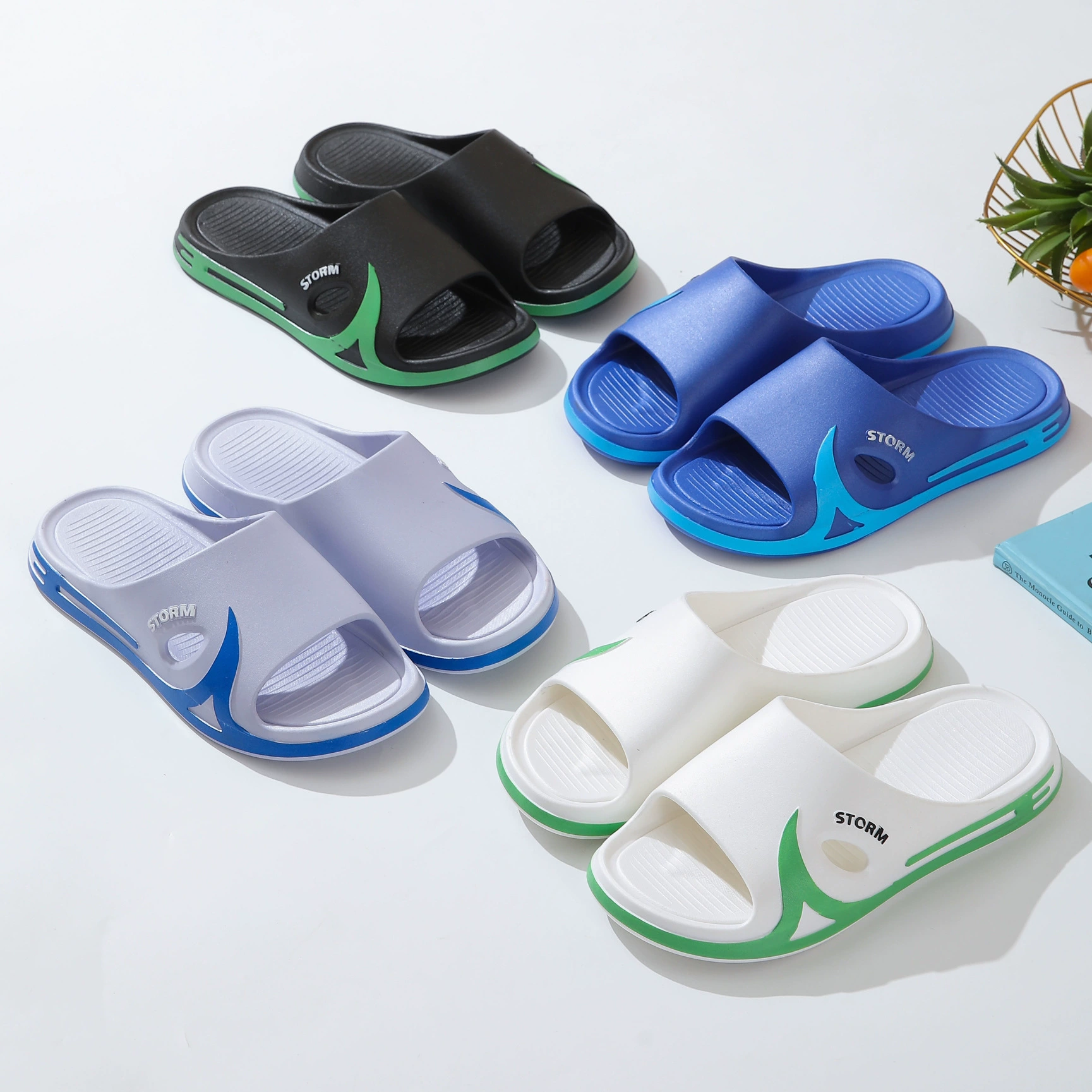 Мужские тапочки без шнурков, мужские износостойкие Летние виды спорта, домашние Нескользящие тапочки на толстой подошве для ванной комнаты