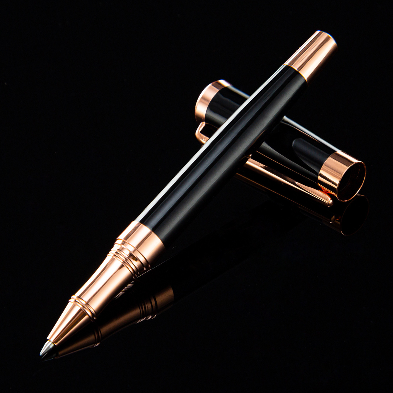 Bolígrafo de negocios pluma de agua negro pluma de gel papelería de oficina al por mayor de metal vintage firma pluma impresión logo