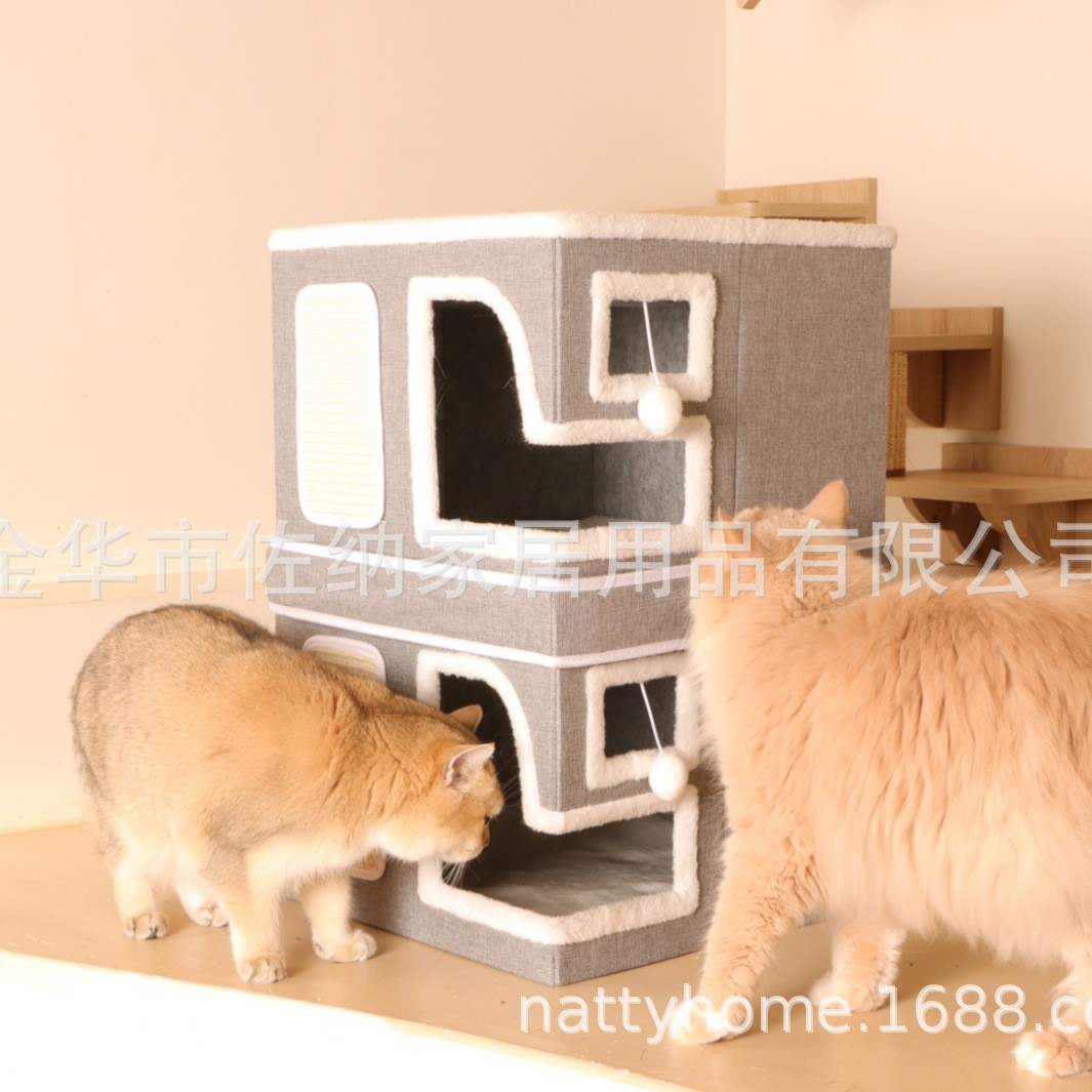 La popular guarida para gatos de Amazon, tres capas, agujeros oblicuos, cuatro estaciones plegables, fuente de nidos para gatos para mascotas generales, stock de fábrica al por mayor