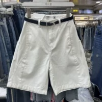 Широкие джинсовые шорты FSY Korean New Scimitar Five-Point Cargo Pants 2025, свободные, с высокой талией, прямые, средней длины, повседневные.