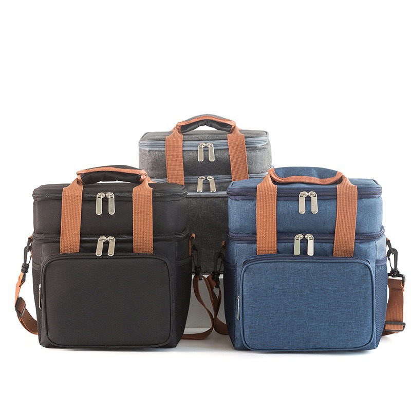 Nueva transfronteriza de doble capa bolsa térmica portátil crossbody bolsa de almuerzo bolsa de picnic al aire libre bolsa de hielo impermeable con arroz bolsa térmica