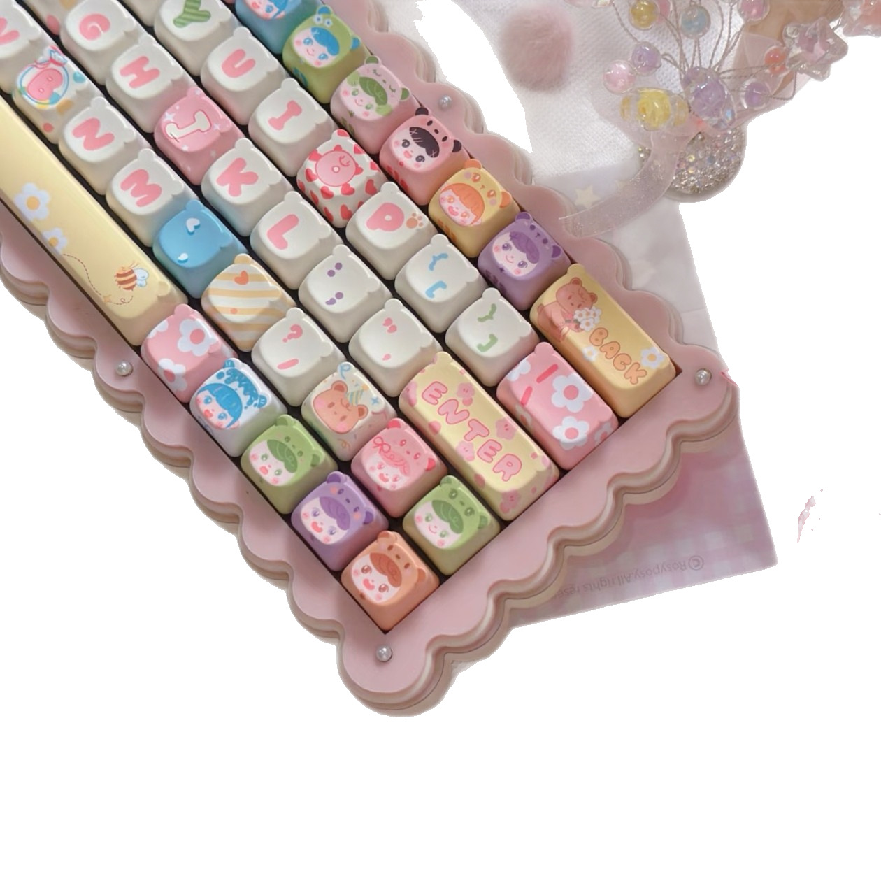 Designable bear head keycap eao height five-sided sublimation PBT material cute adaptable to mechanical keyboard