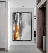 入户玄关大幅面抽象挂画走廊过道装饰画莫兰迪色块油画来图代发