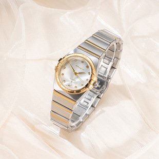 Factory direct sales new constellation watch for women light luxury niche sun pattern diamond dial women's watch steel band quartz watch