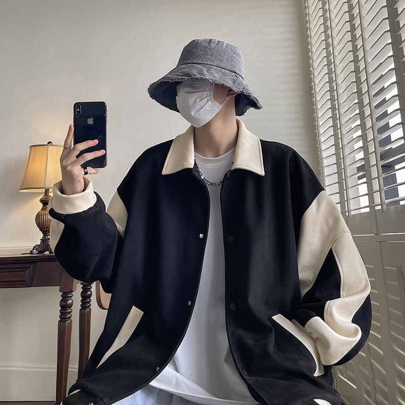 Abrigo de otoño e invierno de los hombres ins marca de moda de la calle de la chaqueta de Otoño de la juventud de los hombres guapo abrigo para estudiantes de invierno estilo de Hong Kong