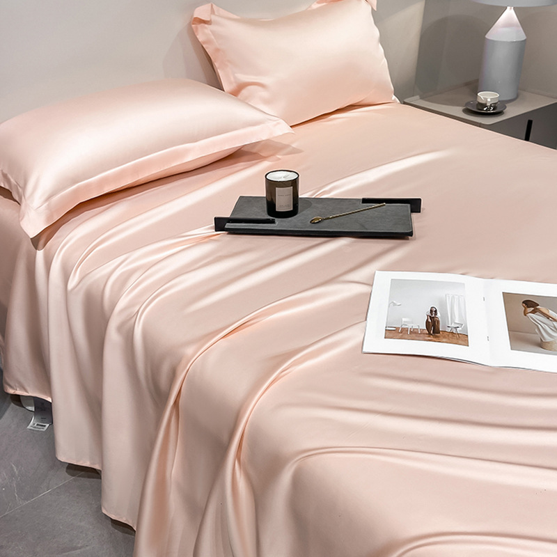 100 sábanas de verano de seda de hielo de color sólido de una sola pieza, dormitorio desnudo, edredón fresco, funda de almohada simple, juego de tres piezas