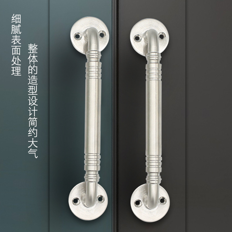 Manija de acero inoxidable cepillado sólido doble curvado manija puerta manija muebles hardware accesorios fábrica al por mayor